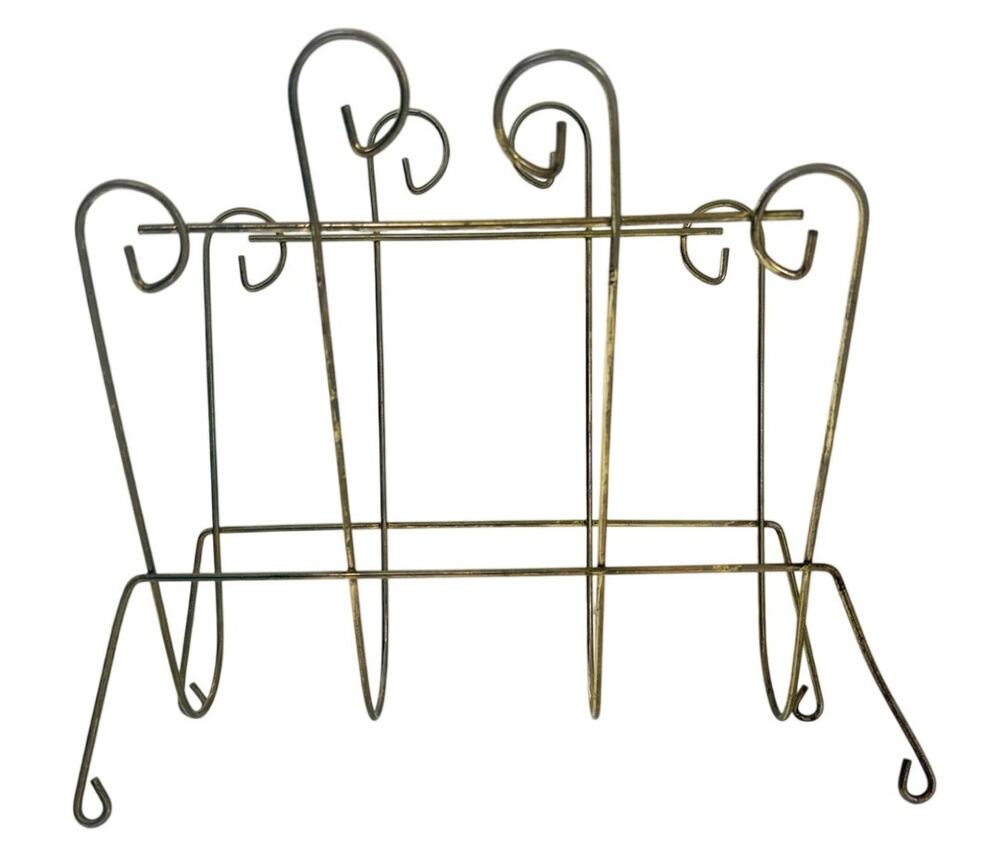 Vintage 70s Black Metal Wire Magazine Rack Basket Home Office Organizer